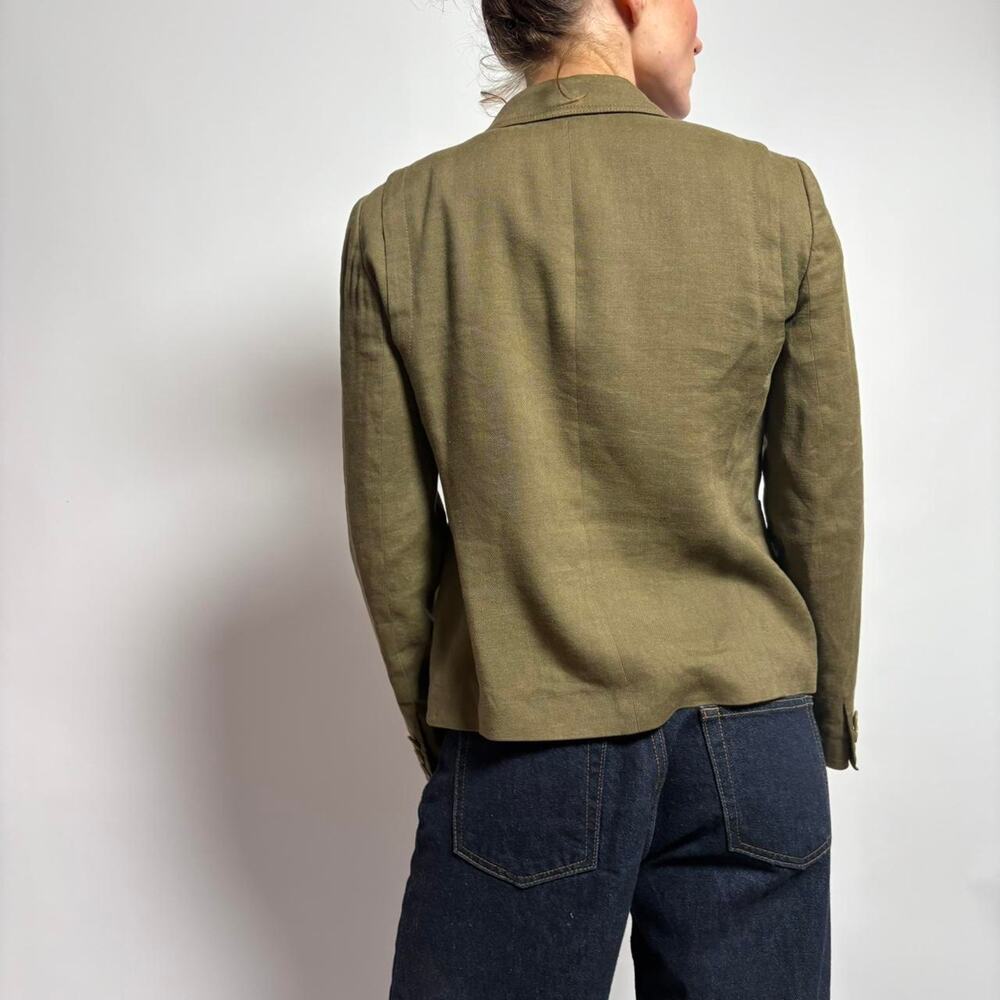Vintage DKNY Olive Linen Blazer - Size 2 - Picture 5 of 8
